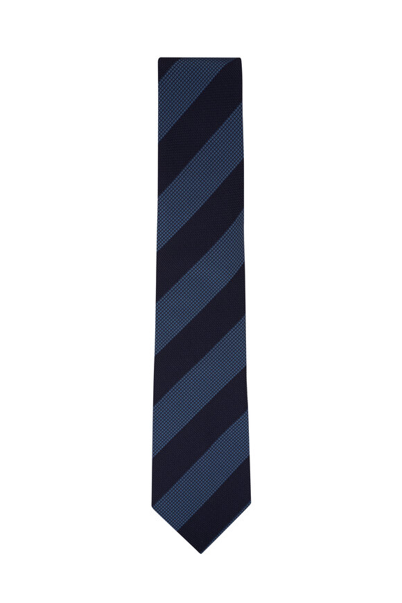 Tom Ford - Navy & Light Blue Tonal Striped Silk Necktie  