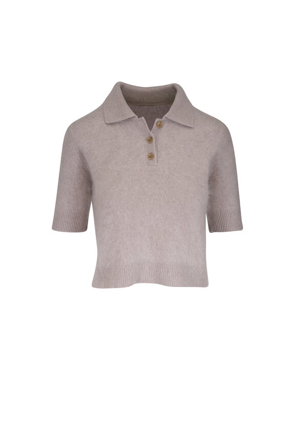 Lisa Yang Carolyn Sand Brushed Cashmere Polo Sweater
