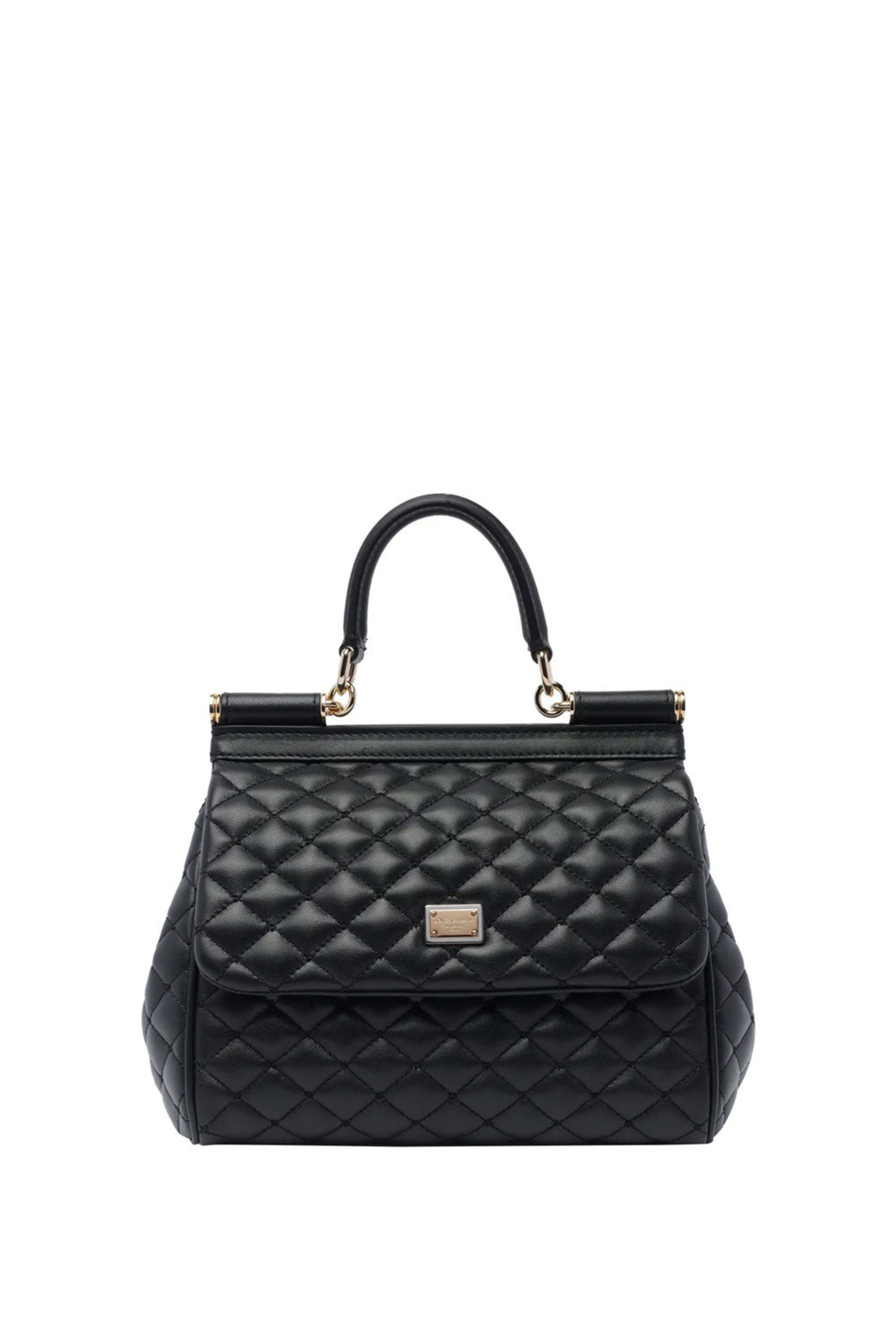 Dolce & Gabbana - Medium Sicily Quilted Top Handle Bag in Black