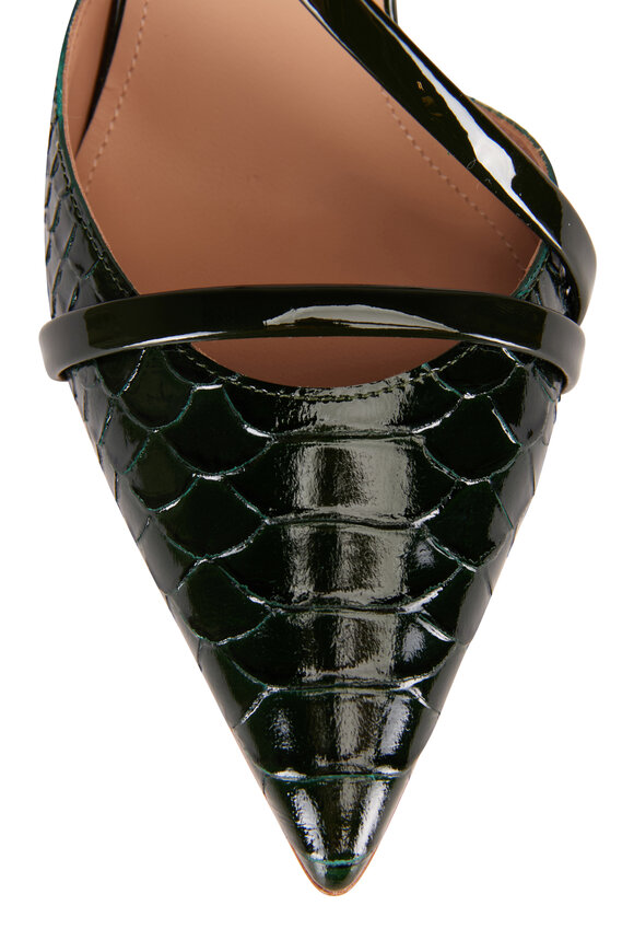Malone Souliers Valeria Embossed Evergreen Leather Sandal, 70mm - view 4