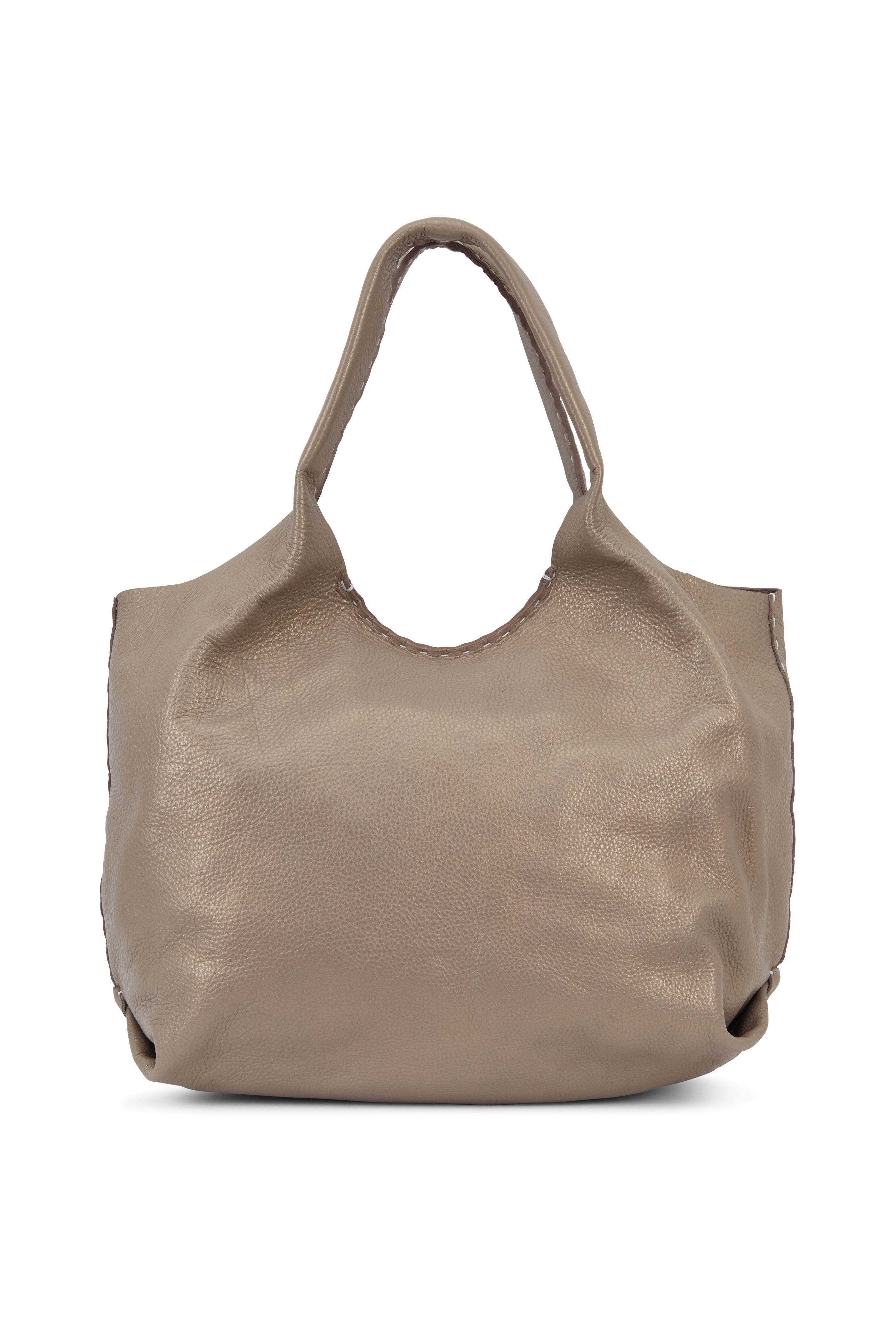 Henry Beguelin - Hippie Metallic Taupe Leather Hobo Bag