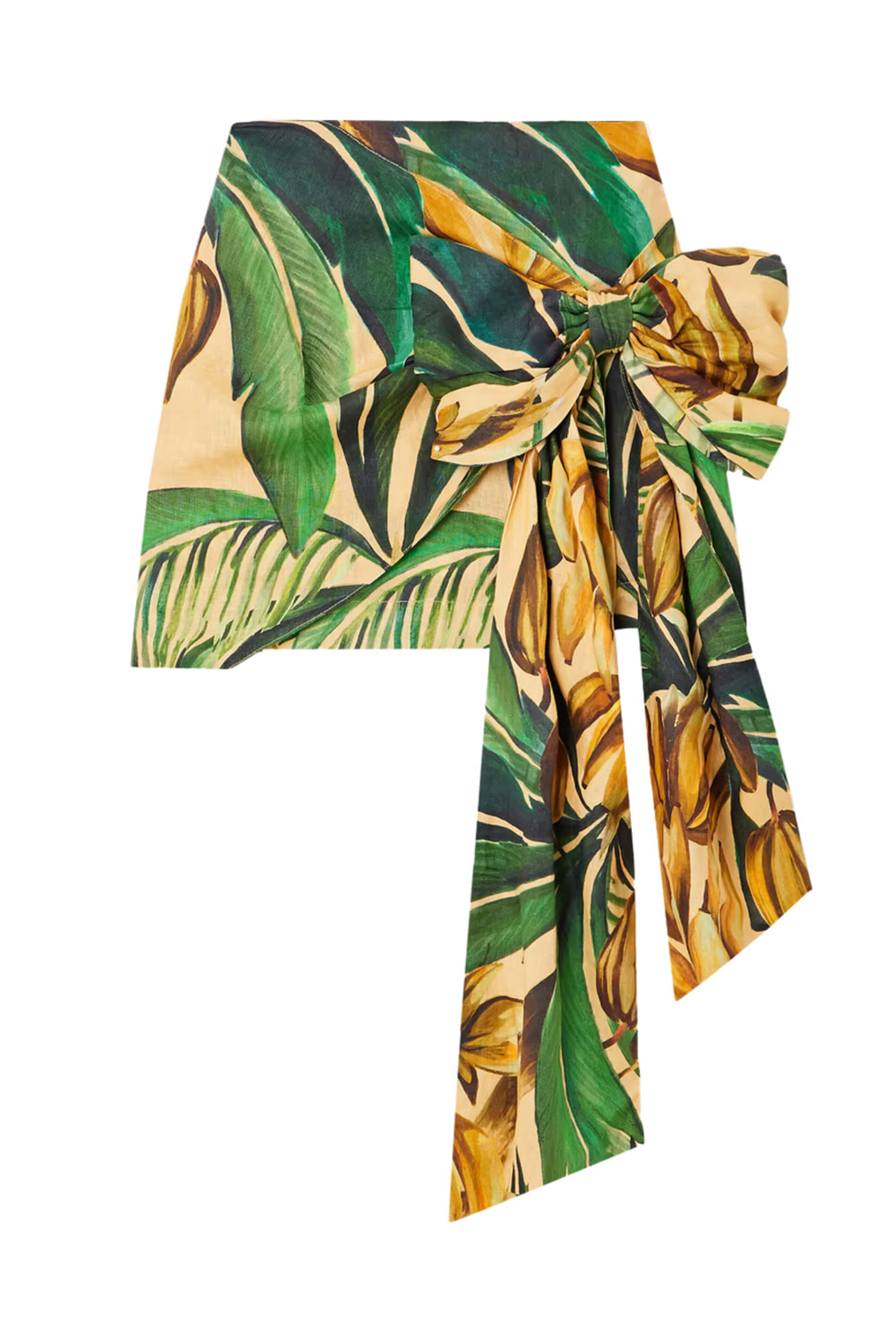 Farm Rio - Yellow Bananart Tie Gathering Mini Skirt