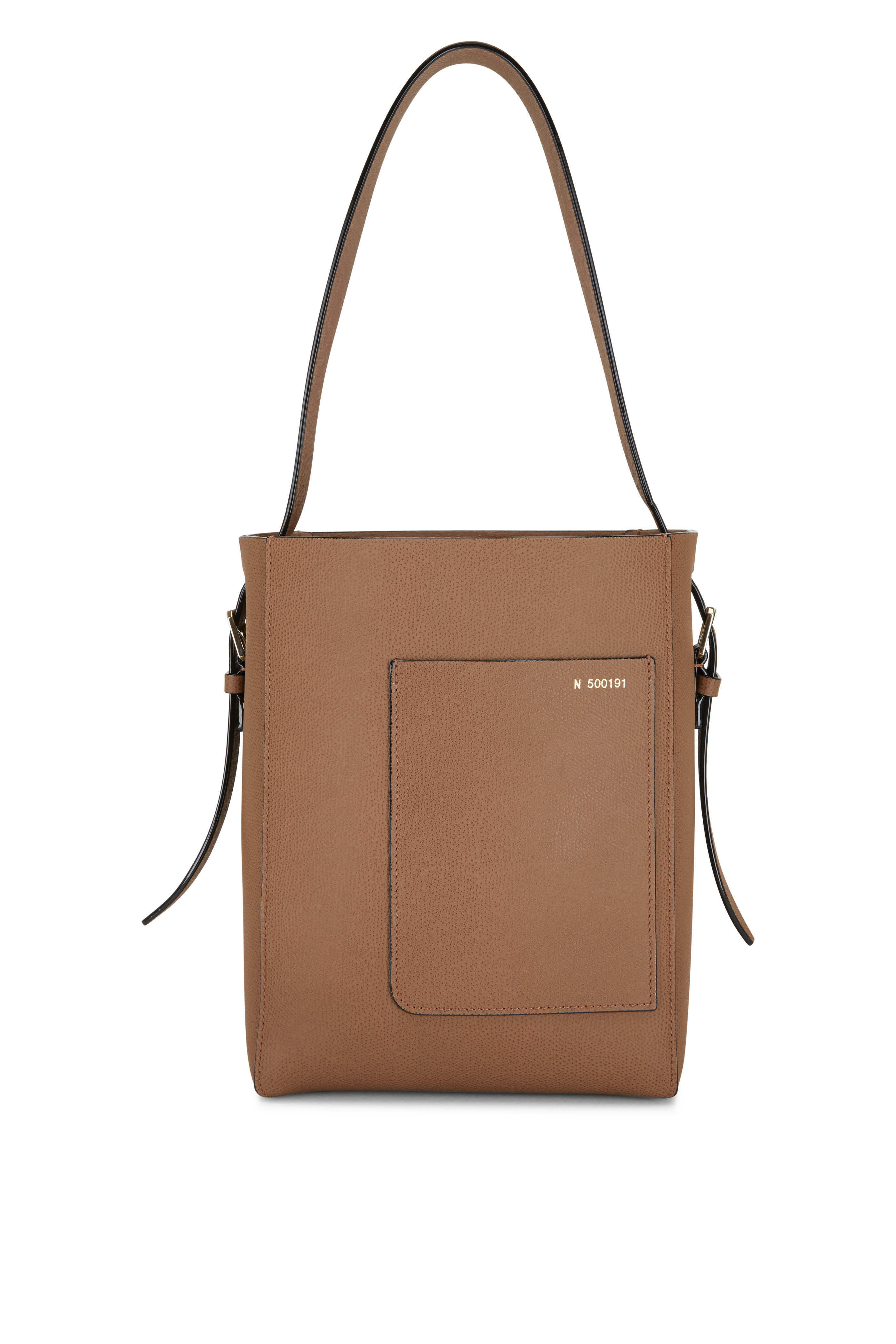 Valextra - Dark Taupe Leather Small Bucket Bag