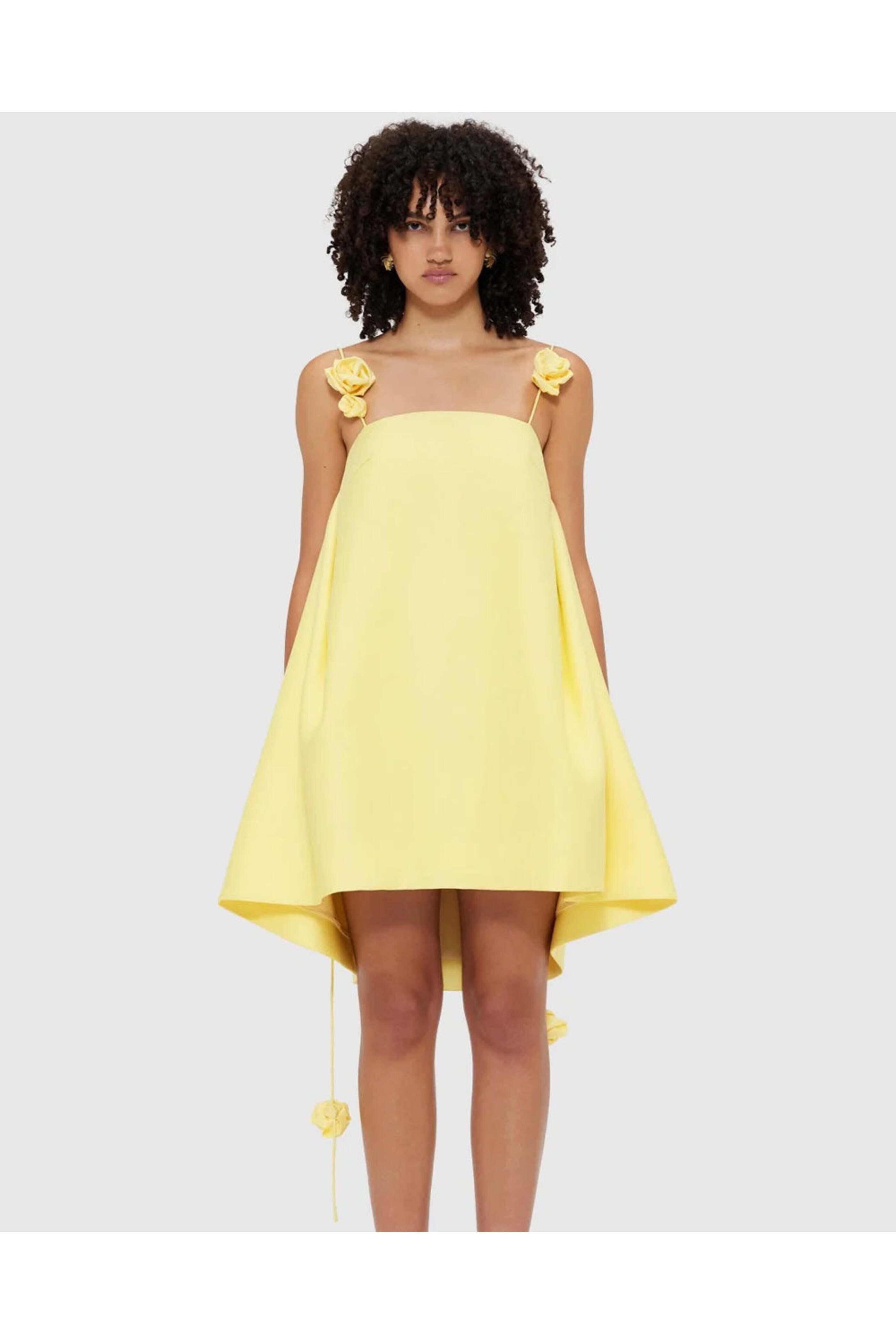 Leo Lin - Sorbet Yellow Fiona Rose Mini Dress