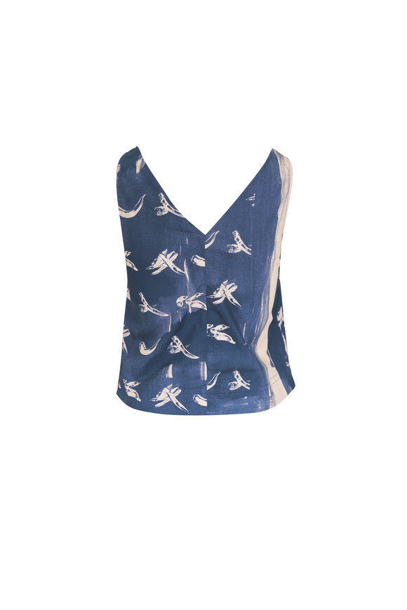 Odeeh Blue & Cream Chilles Print Cotton Tank - view 3