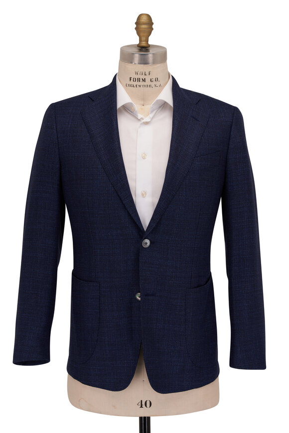 Atelier Munro - Navy Textured Wool & Silk Sportcoat 