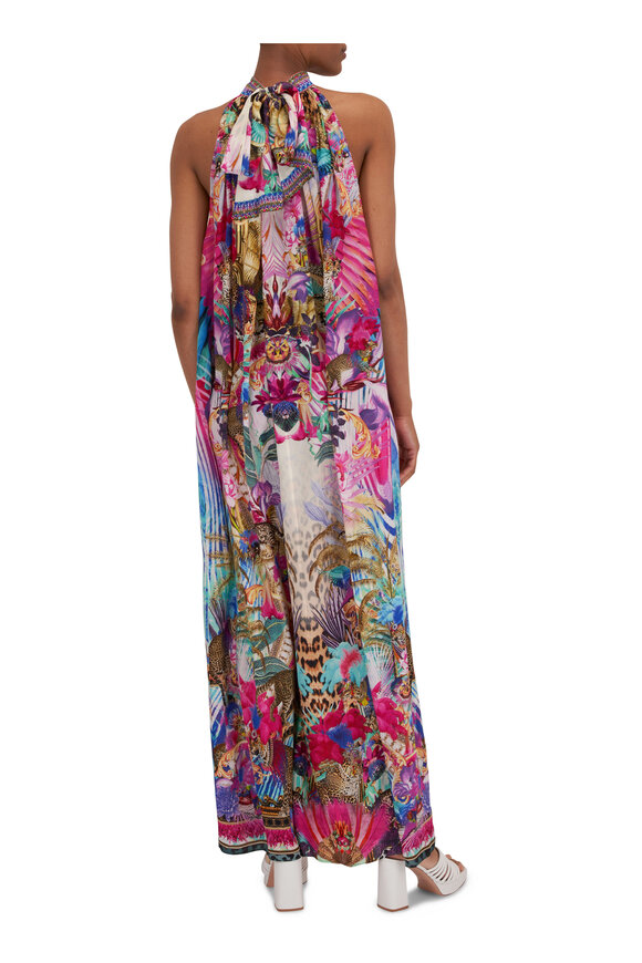 Camilla - Merry Go Round High Tie Neck Sleeveless Maxi Dress