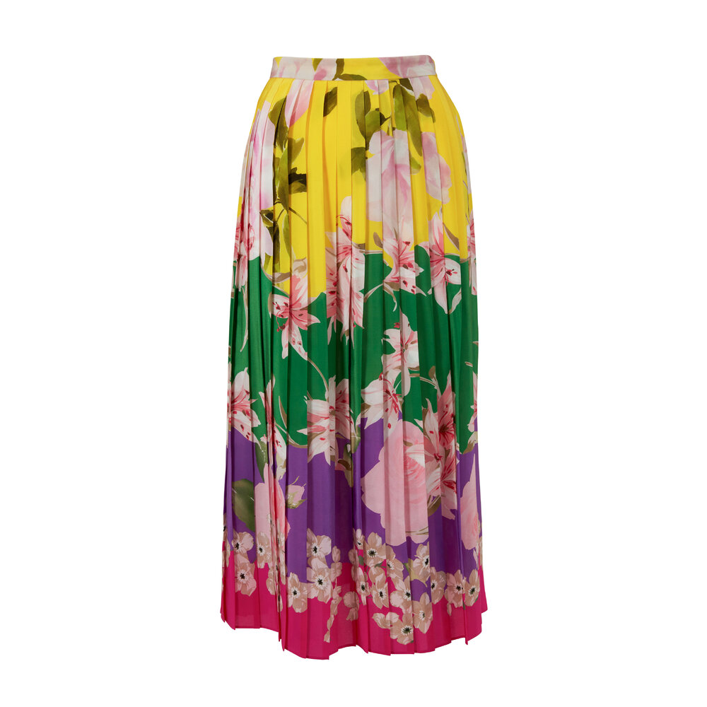 Valentino - Multicolor Silk Floral Pleated Skirt