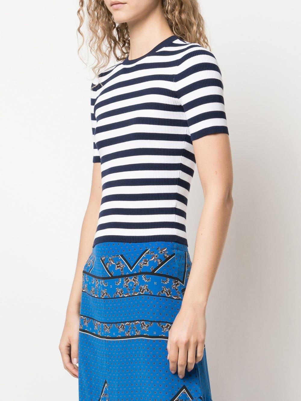 Michael Kors Collection - Maritime & White Striped Ribbed T-Shirt