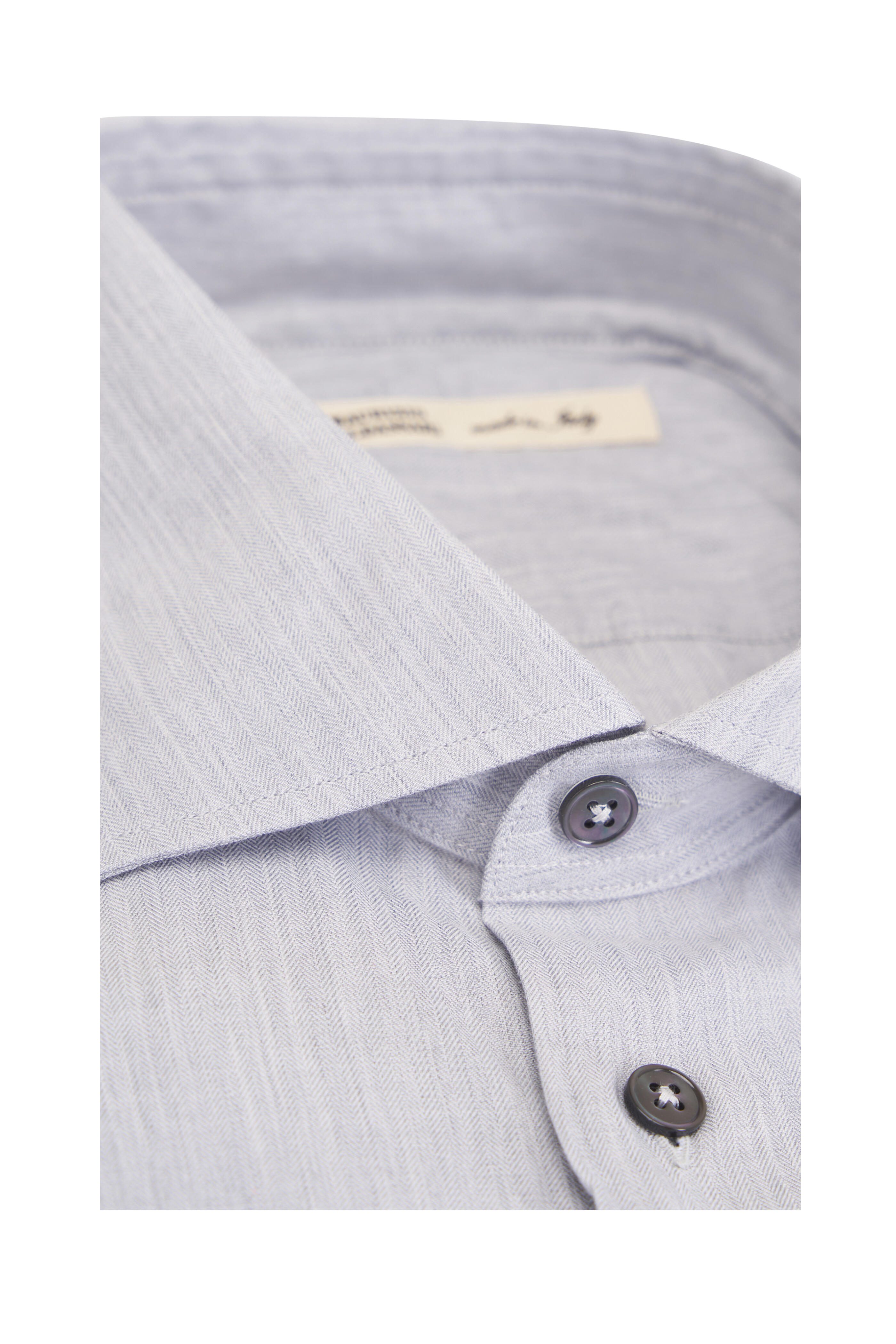 Maurizio Baldassari - Light Gray Herringbone Cotton Sport Shirt