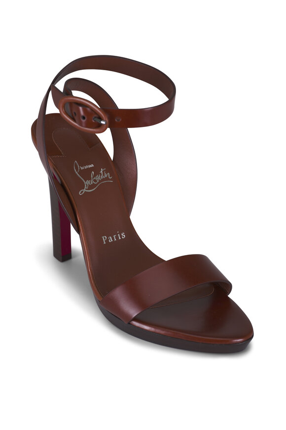 Christian Louboutin Fanny Cuoio Leather Ankle Strap Sandal, 120mm