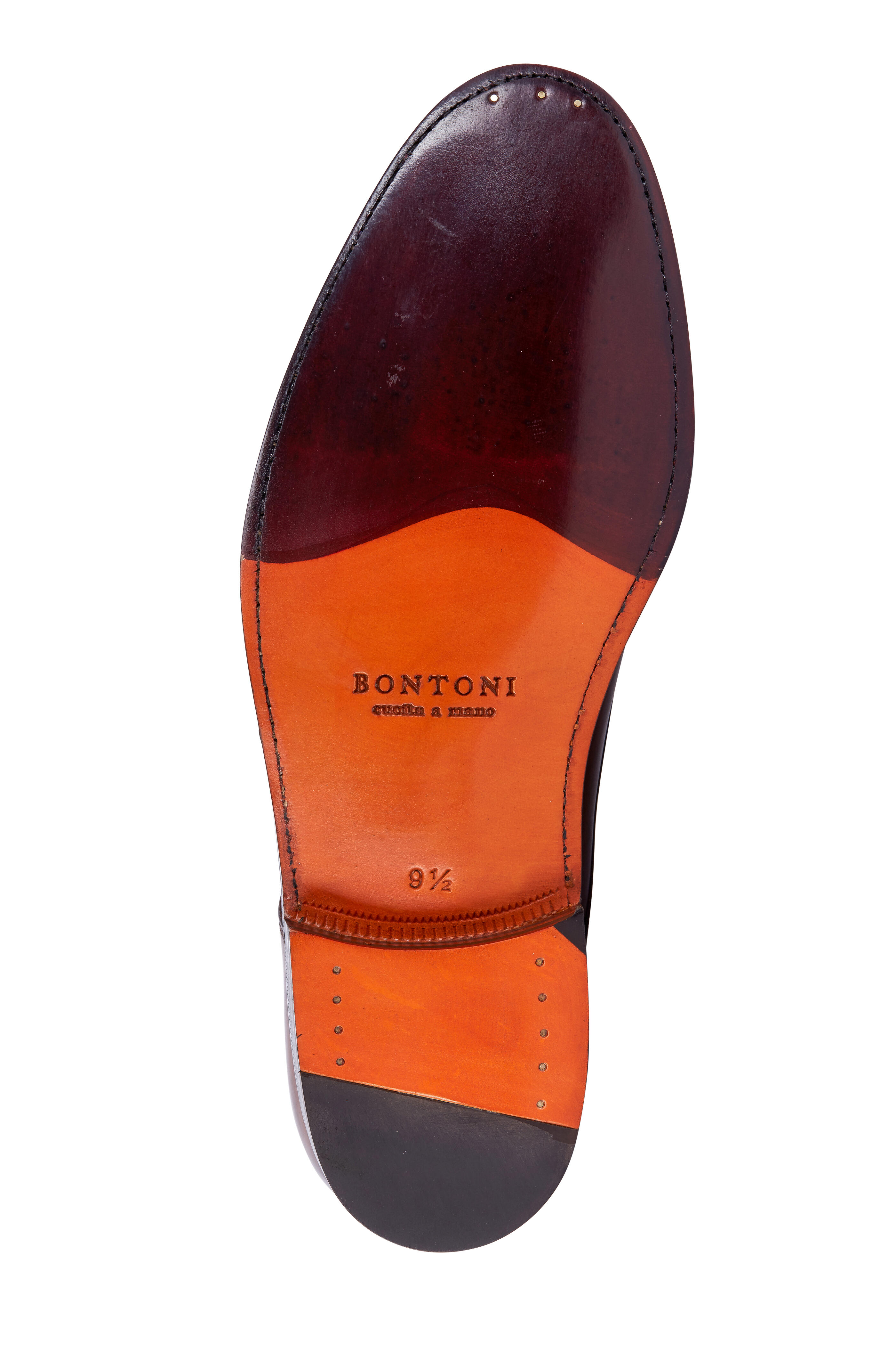 Bontoni - Cognac Leather Medallion Toe Derby Shoe