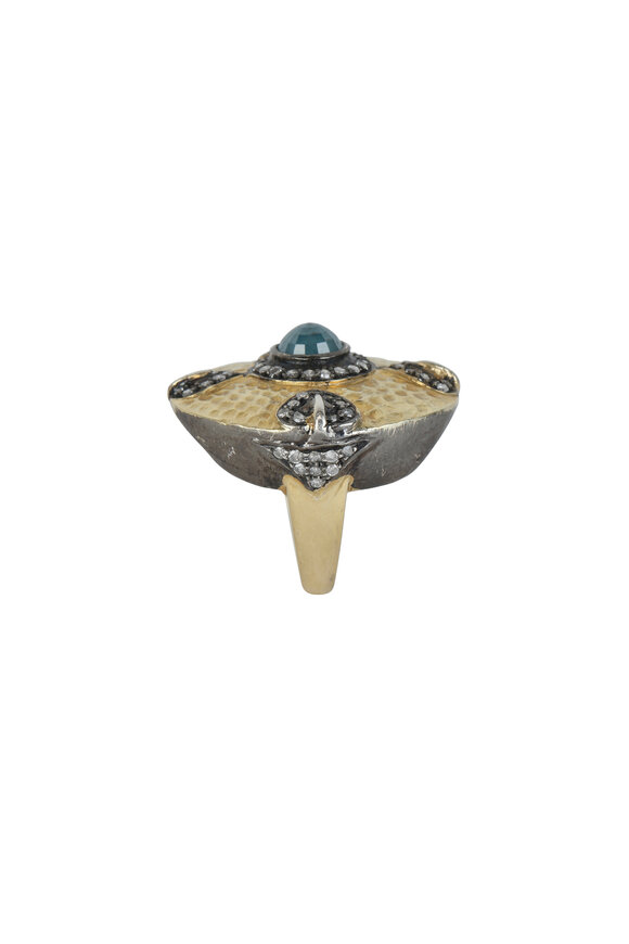 Loren Jewels - 18K Gold & Silver Blue Diamond Cocktail Ring