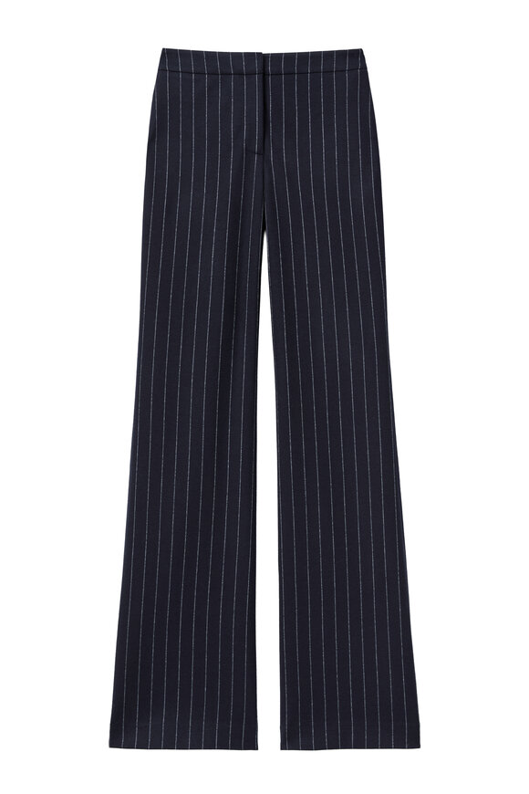 Lafayette 148 New York Navy Pinstripe Jersey Flare Pant - view 1