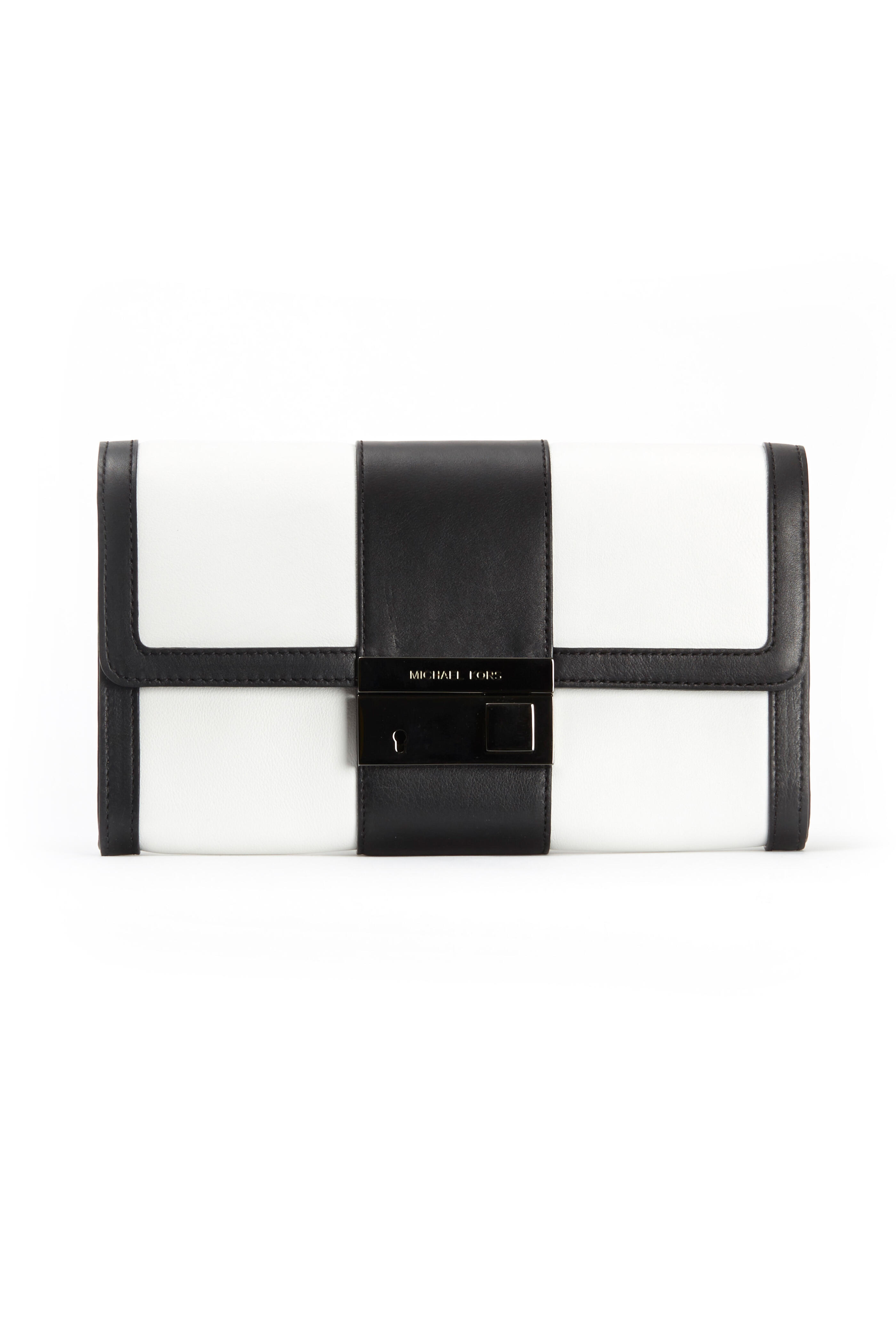 Michael Kors Collection - Black And White Leather Colorblock Clutch
