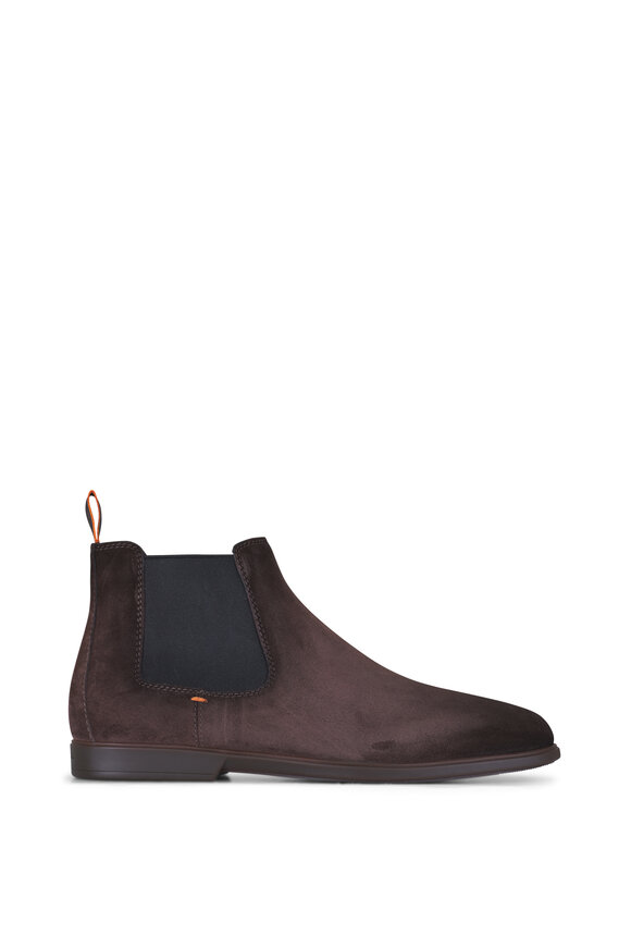 Santoni - Regal Dark Brown Suede Chelsea Boot