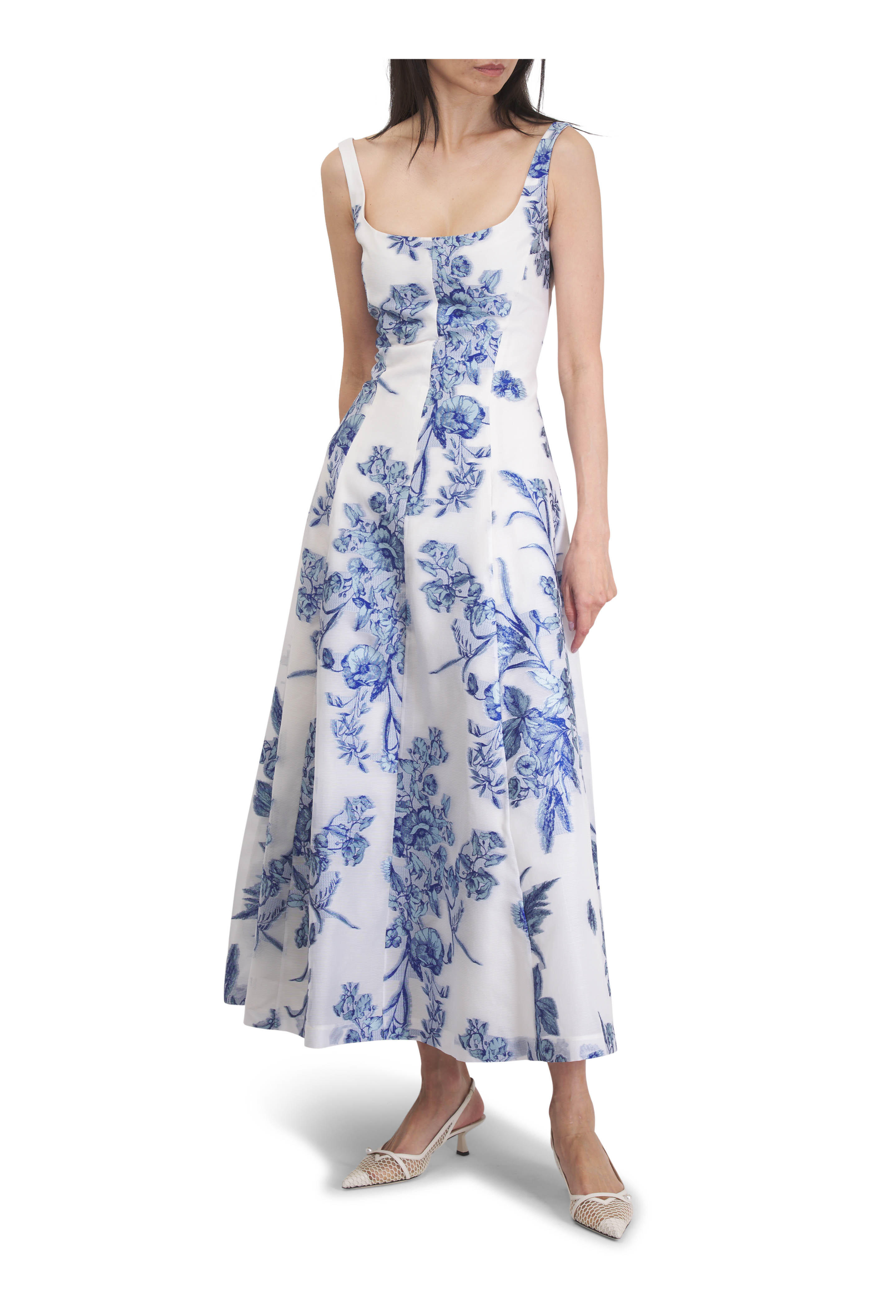 Jimmy Choo - Amita White Mesh & Latte Slingback, 45mm