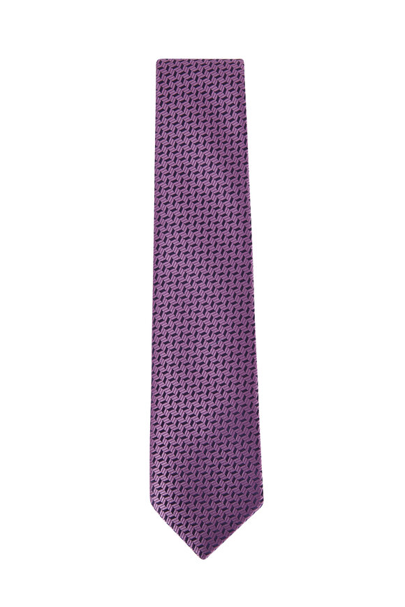 Charvet - Purple Herringbone Silk Necktie