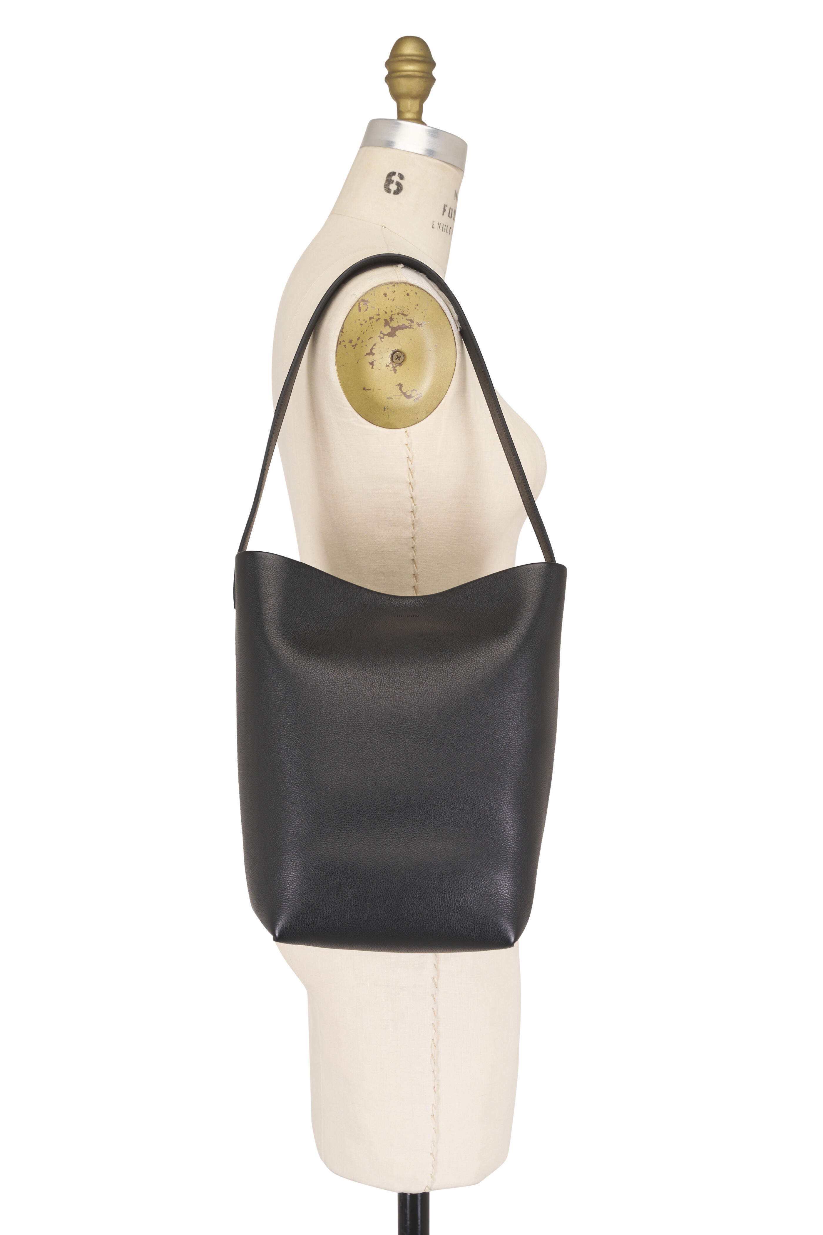 The Row - Medium Park N/S Black Leather Tote - view 5