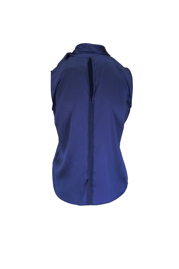 Dorothee Schumacher Sense Of Shine Ocean Blue Satin Blouse - view 2