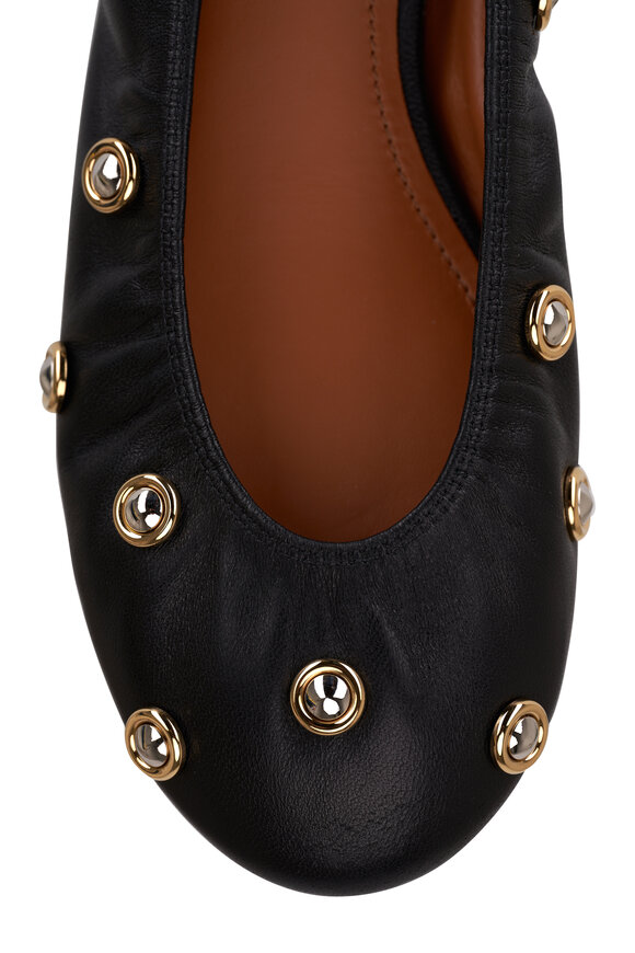 Lanvin - Black Leather Studded Ballerina Flat