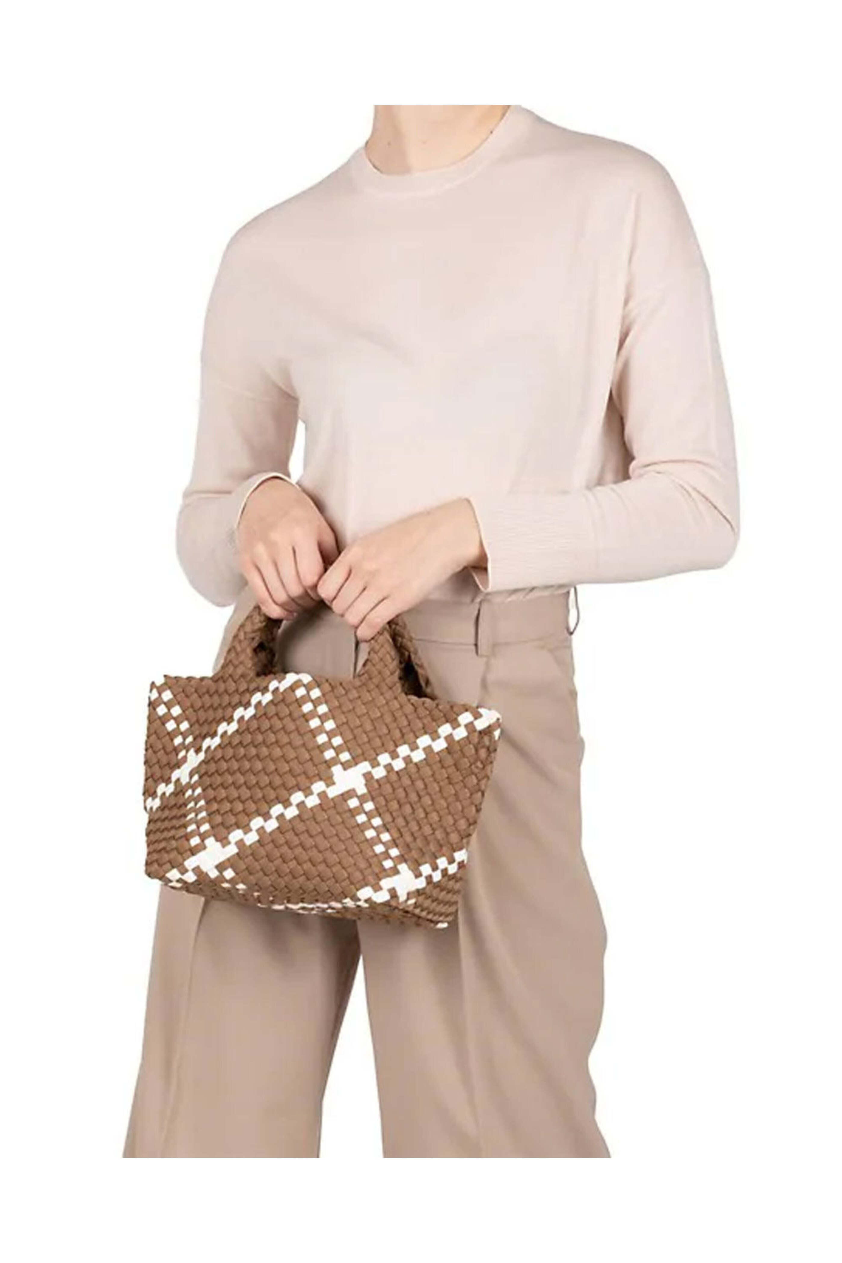 Naghedi - St. Barth's Mini Plaid Tote in Cacao