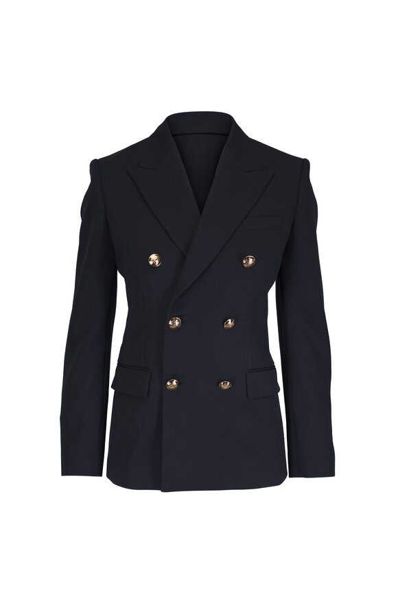 Nili Lotan Bruni Midnight Wool Double-Breasted Blazer - view 1