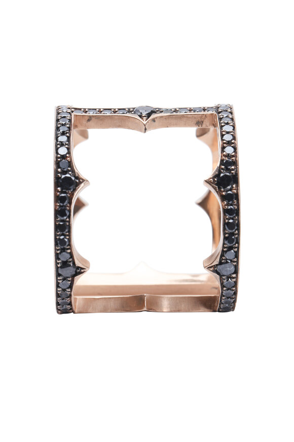 Sylva & Cie - 14K Rose Gold Black Diamond Cage Ring