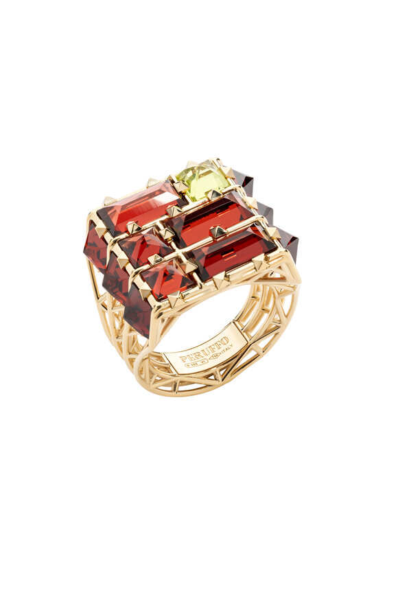 Peruffo 18k Yellow Gold Stones Boxy Ring - view 1