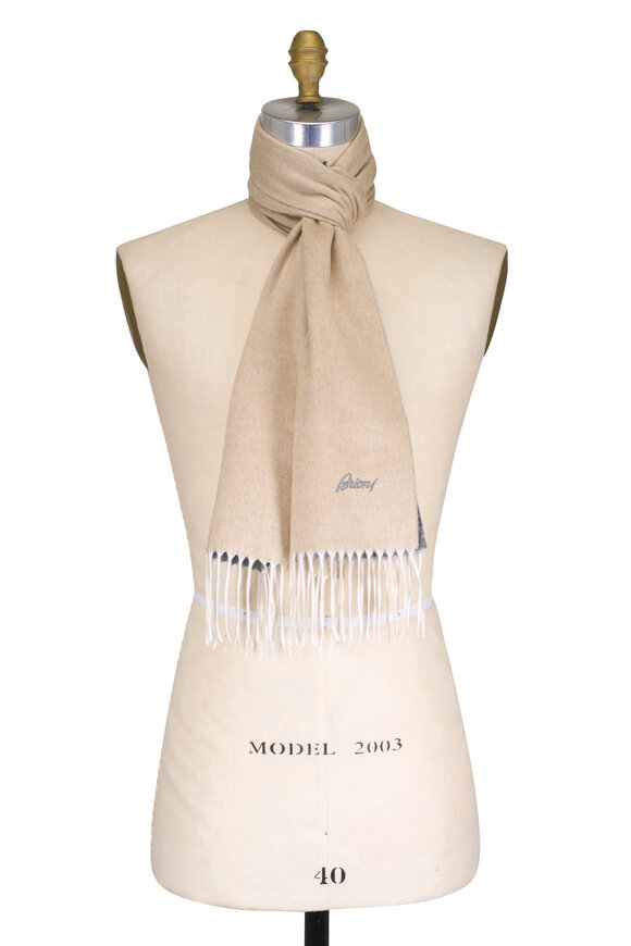 Brioni Lead & Tan Silk & Cashmere Scarf - view 1