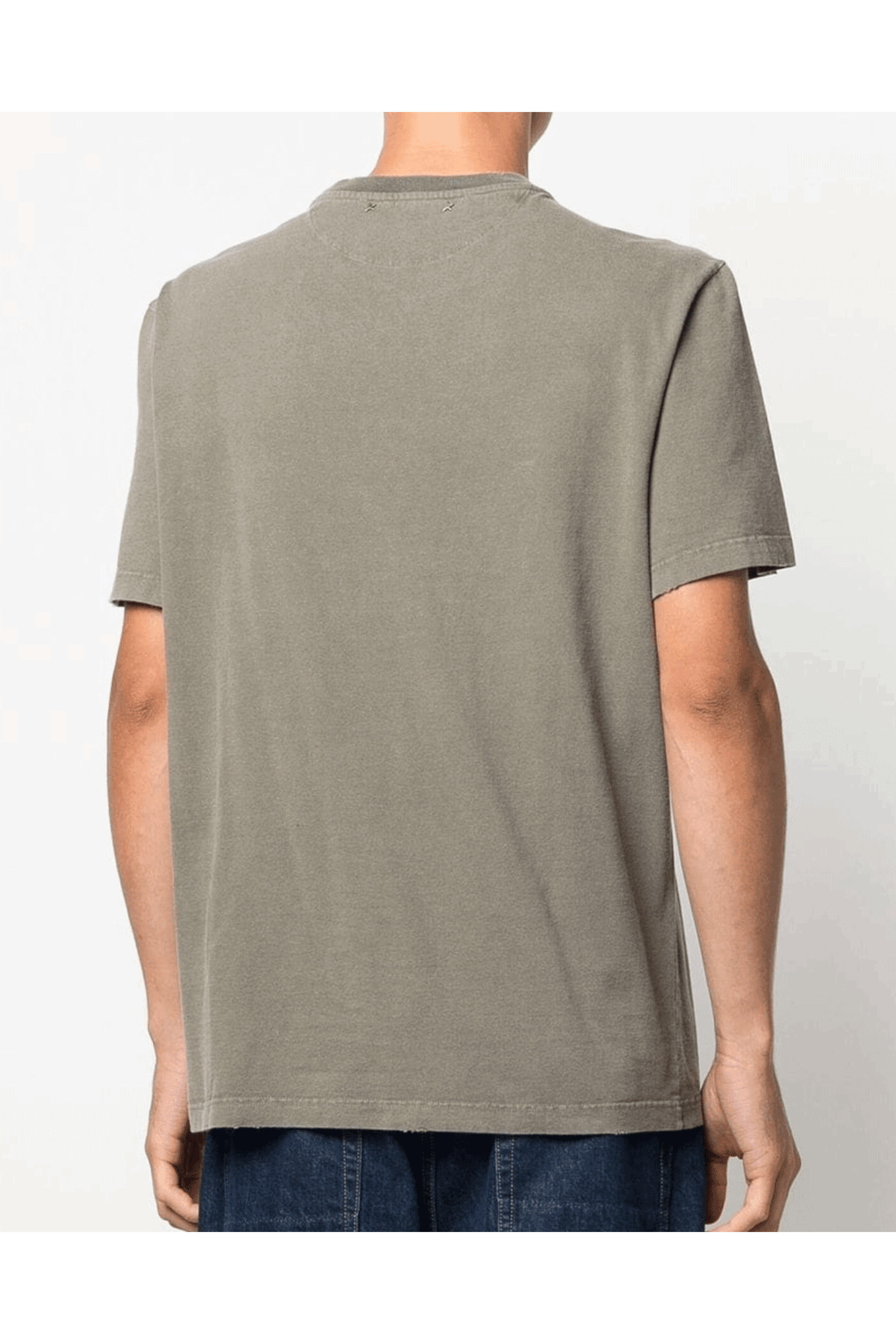 Golden Goose - Dusty Olive Distressed Logo Graphic T-Shirt