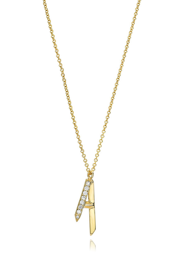 Dru - Diamond 'A' Charm Necklace