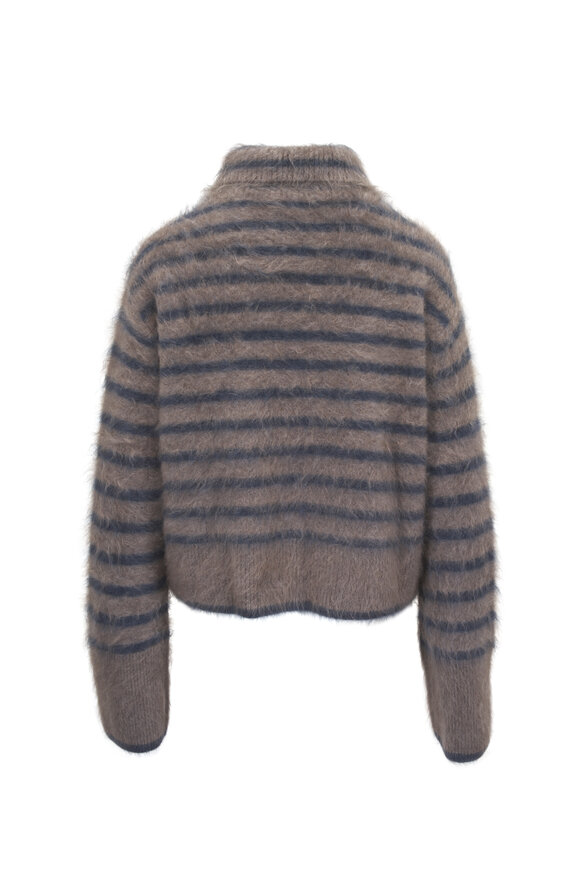 Lisa Yang Truffle & Blue Stripe Brushed Cashmere Sweater - view 5