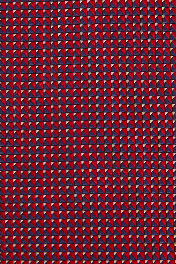 Brioni - Red & Blue Geometric Print Silk Necktie