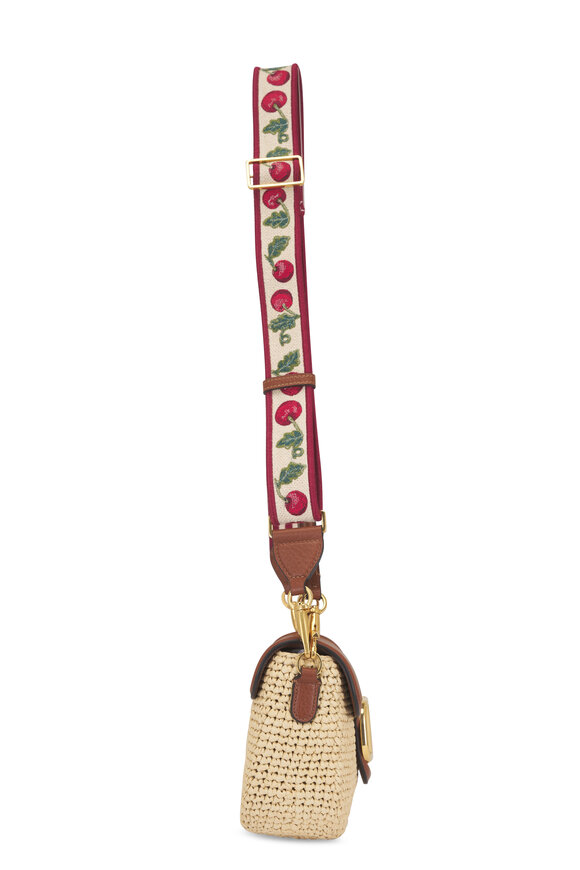 Valentino Garavani All Time Natural & Saddle Raffia Shoulder Bag - view 4