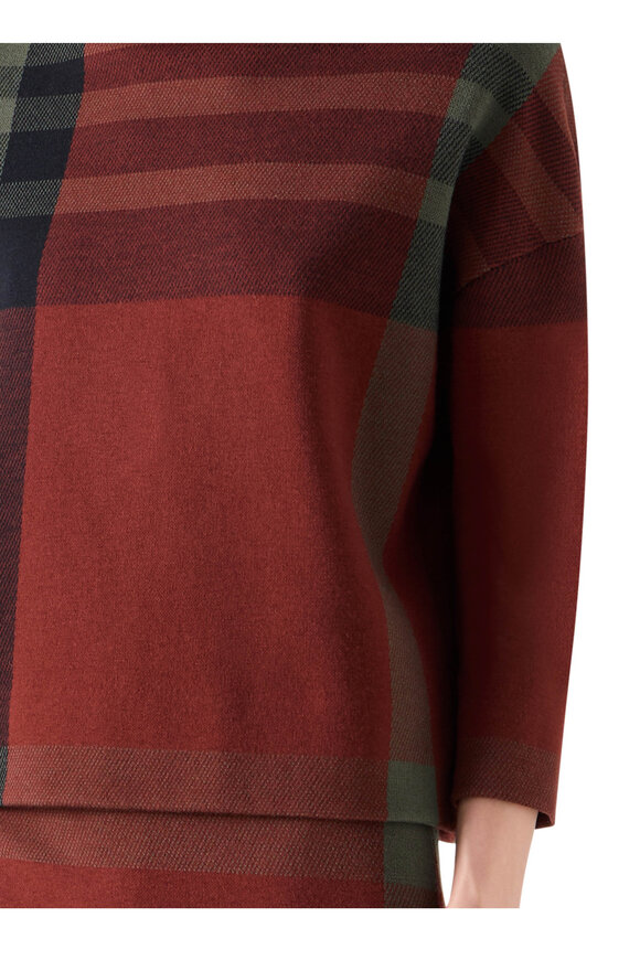 Akris Punto Black & Copper Merino Wool Jacquard Check Sweater - view 6