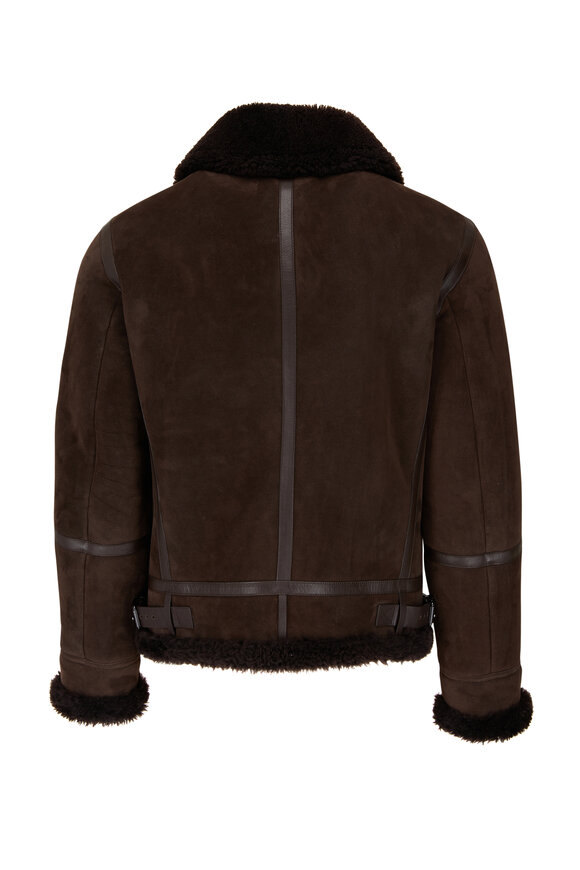 Ralph Lauren Purple Label - Dark Brown Shearling Suede Bomber