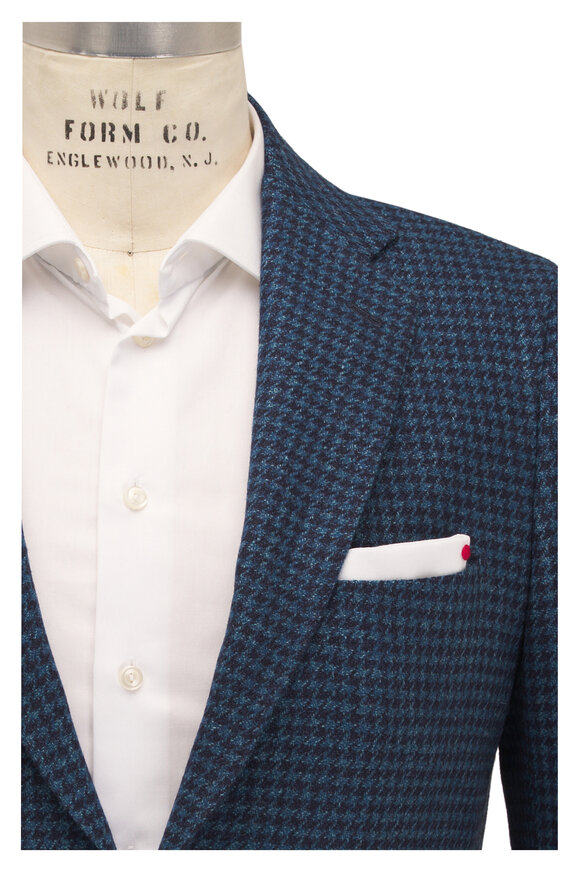 Kiton Teal Houndstooth Sportcoat 