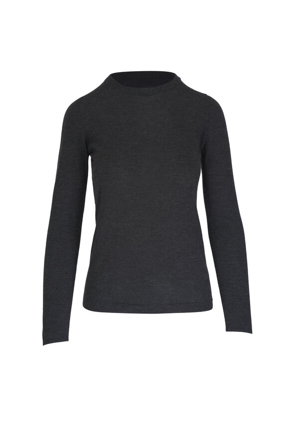 Brunello Cucinelli Anthracite Cashmere & Silk Crewneck Top