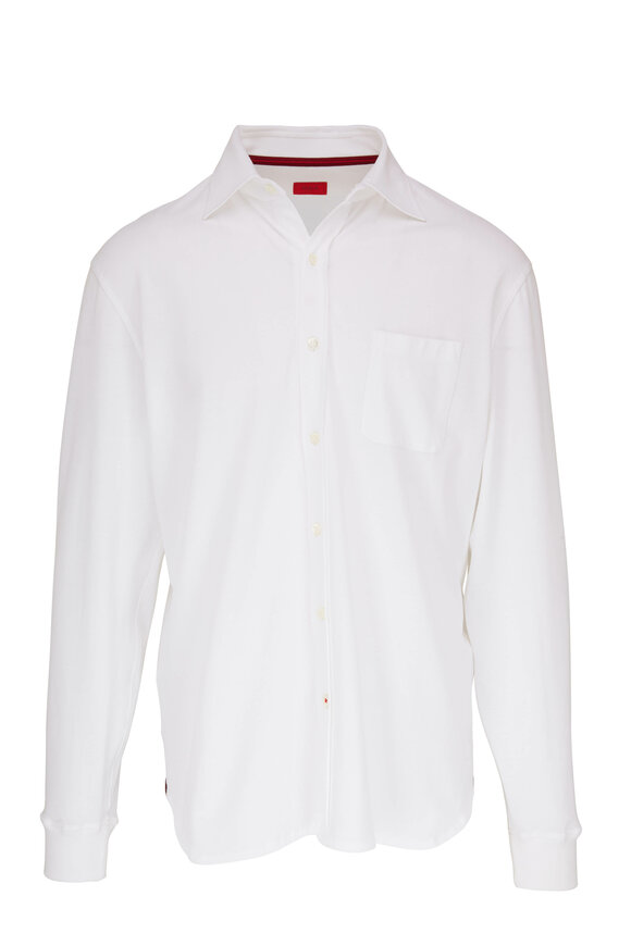 Isaia - White Piqué Button Down