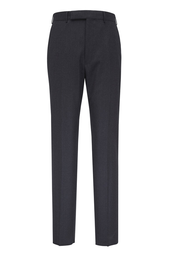 Zegna Charcoal Gray Wool Flannel Pant
