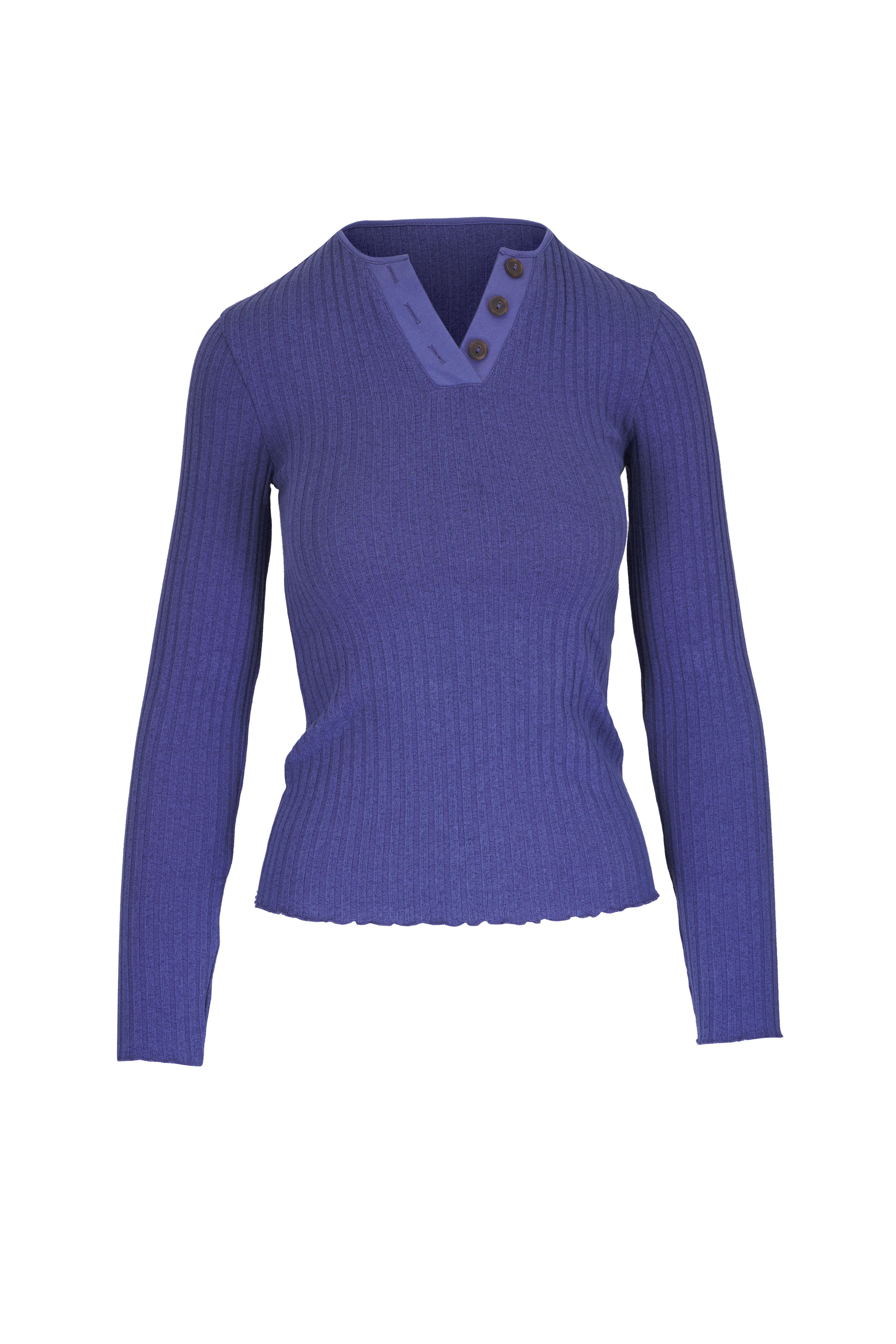 Vince - Dark Periwinkle Ribbed Henley