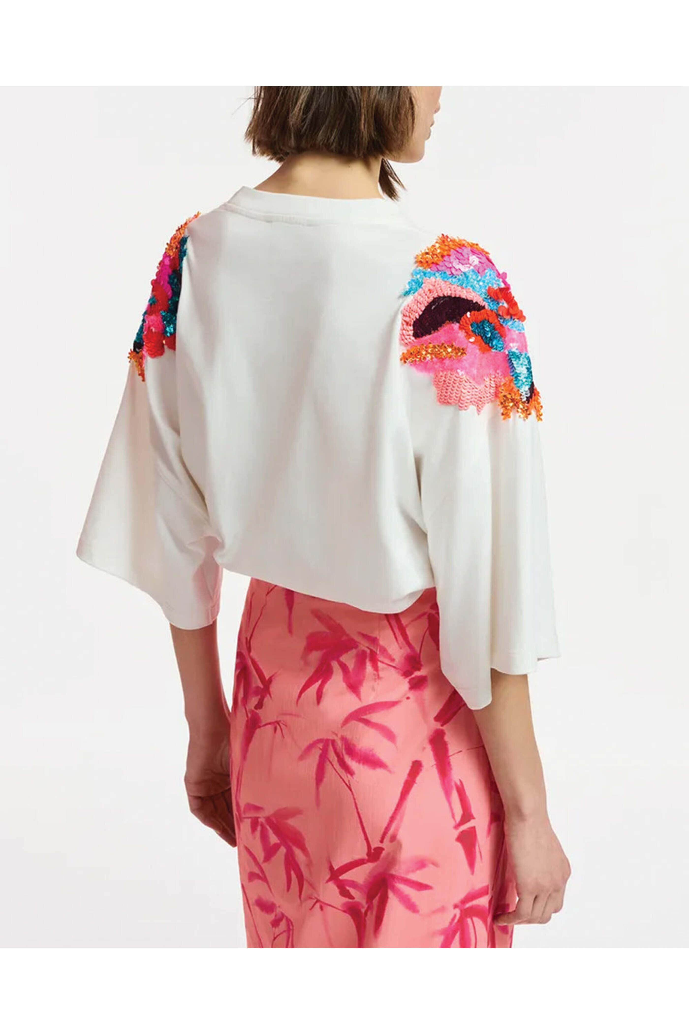 Essentiel Antwerp - Off White Sequin Embroidered Fester Tee