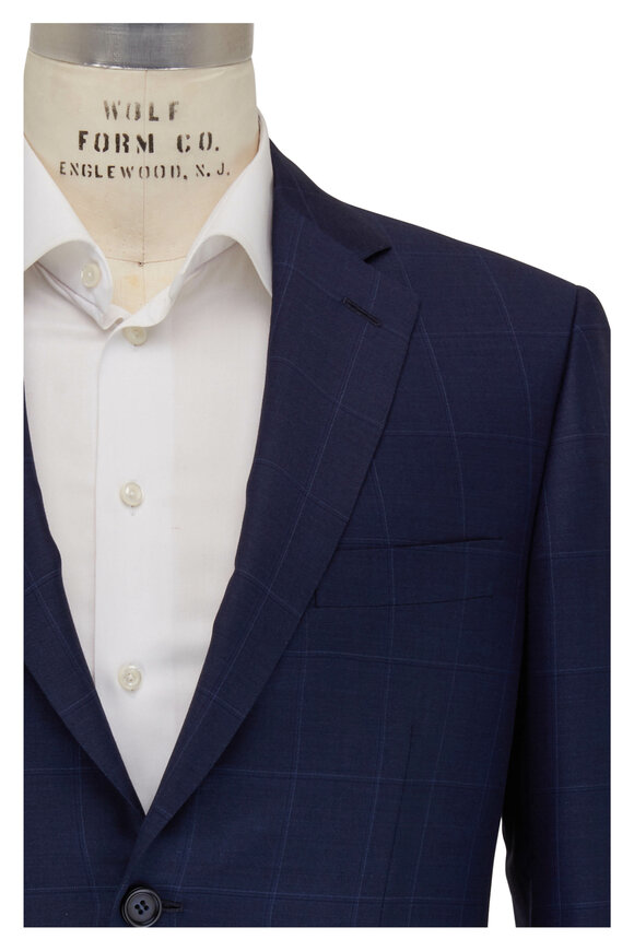 Brioni - Navy Blue Windowpane Wool Suit