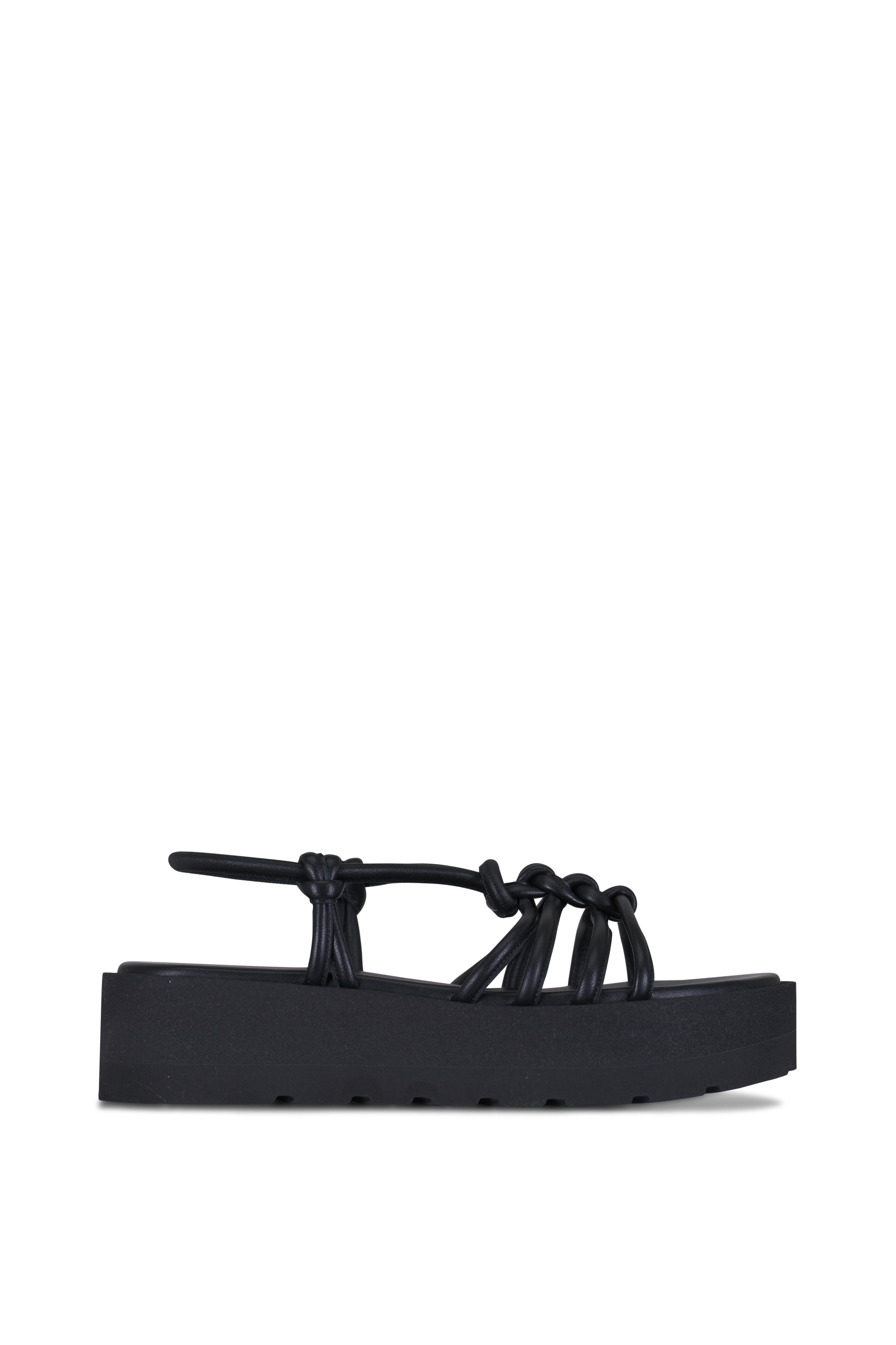 Gianvito Rossi - Hebe Black Leather Flat Wedge Sandal, 55mm