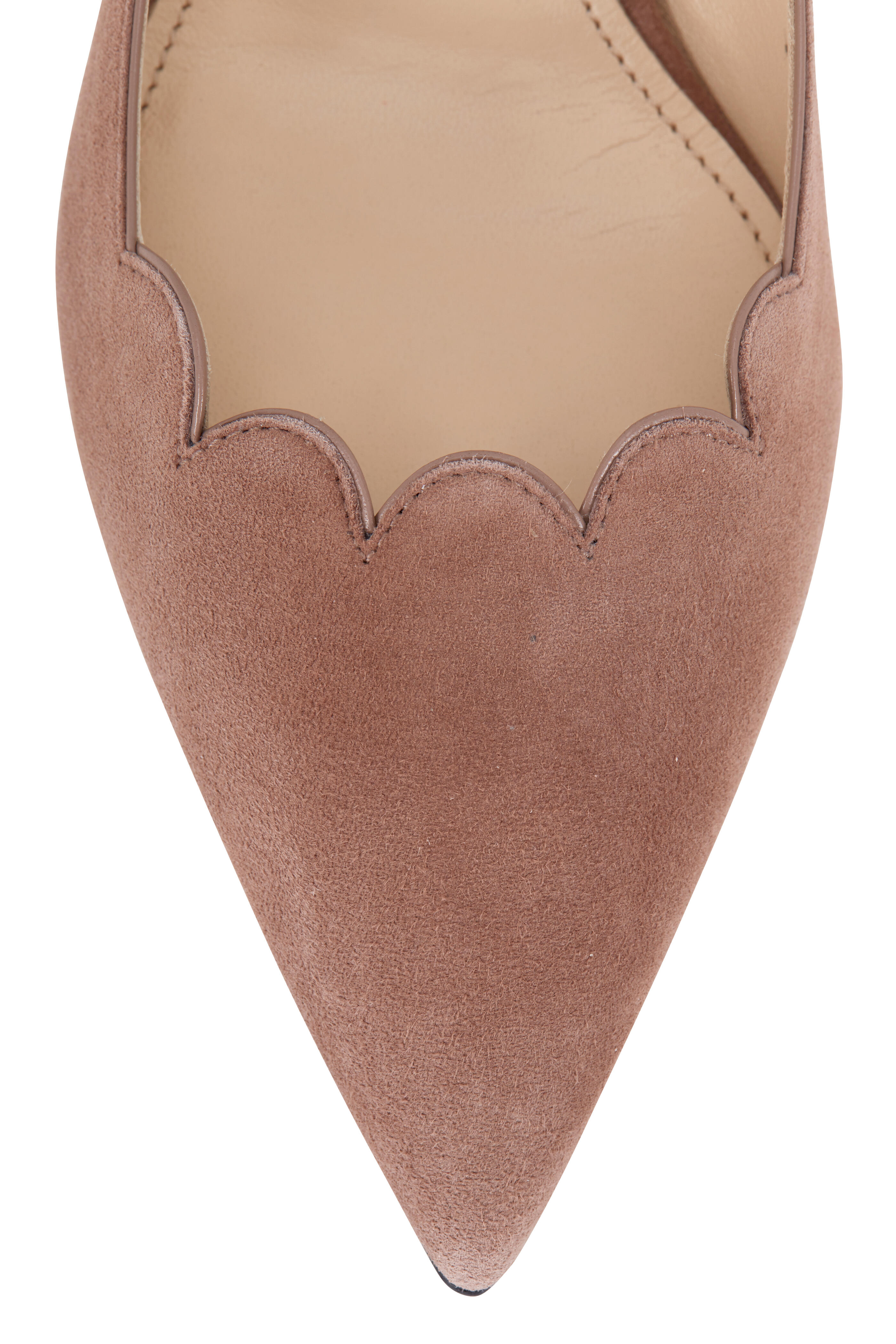 Prada - Dark Rose Suede Scalloped Front Pump, 55mm