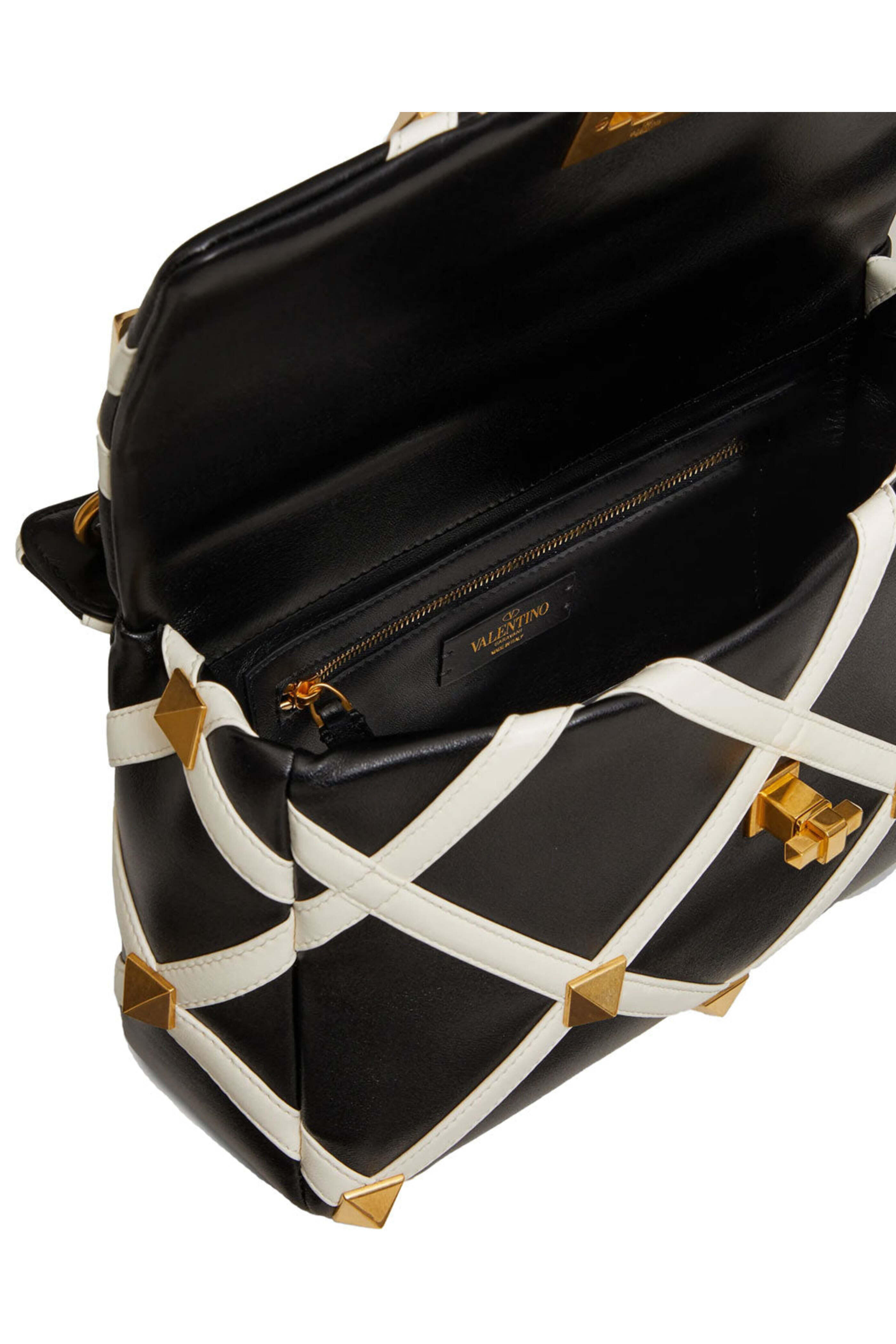 Valentino Garavani - Large Roman Stud Shoulder Bag in Nero and Ivory