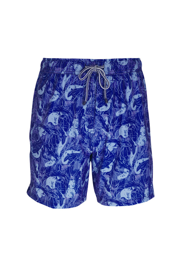 Peter Millar Sport Navy Shark Sighting Swim Trunks