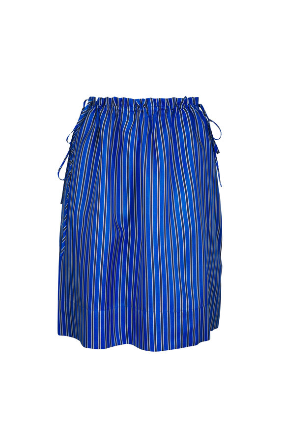 Totême Blue, Navy & White Stripe Silk Mini Skirt