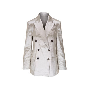 Brunello Cucinelli - Silver Metallic Linen Double-Breasted